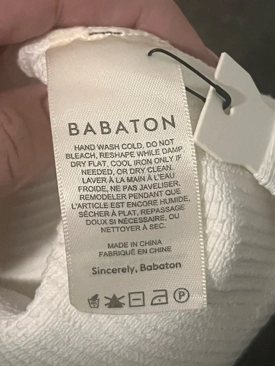 Babaton Andres Sculpt Knit Mini Skirt Ribbed White - Picture 6 of 7